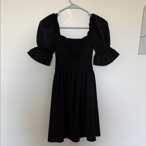 SHEIN Black Puff Sleeve Mini Dress
